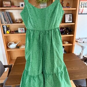Lulu’s Green Structured Midi Dress, Corset style back